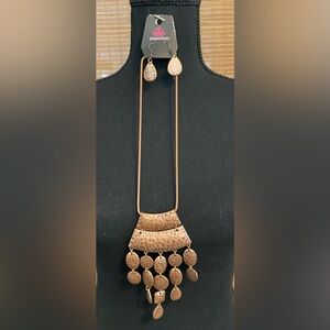 Paparazzi Bronze Statement Necklace and Earring Set